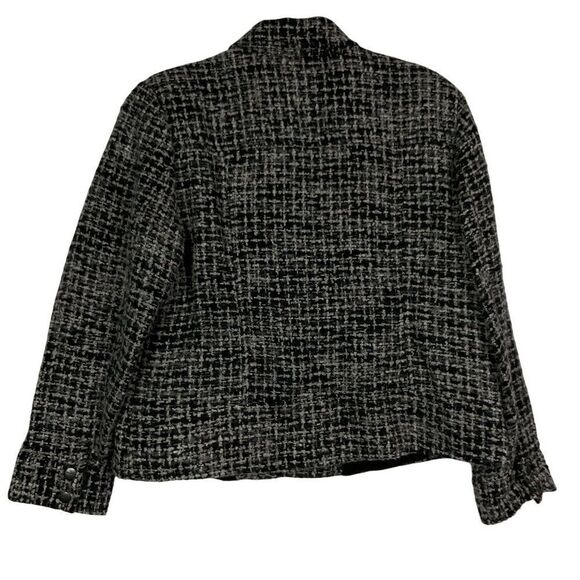 Coldwater Creek Mohair Wool Blend Moto Tweed Jacket, Black & Gray, Petite 16 - Picture 6 of 11